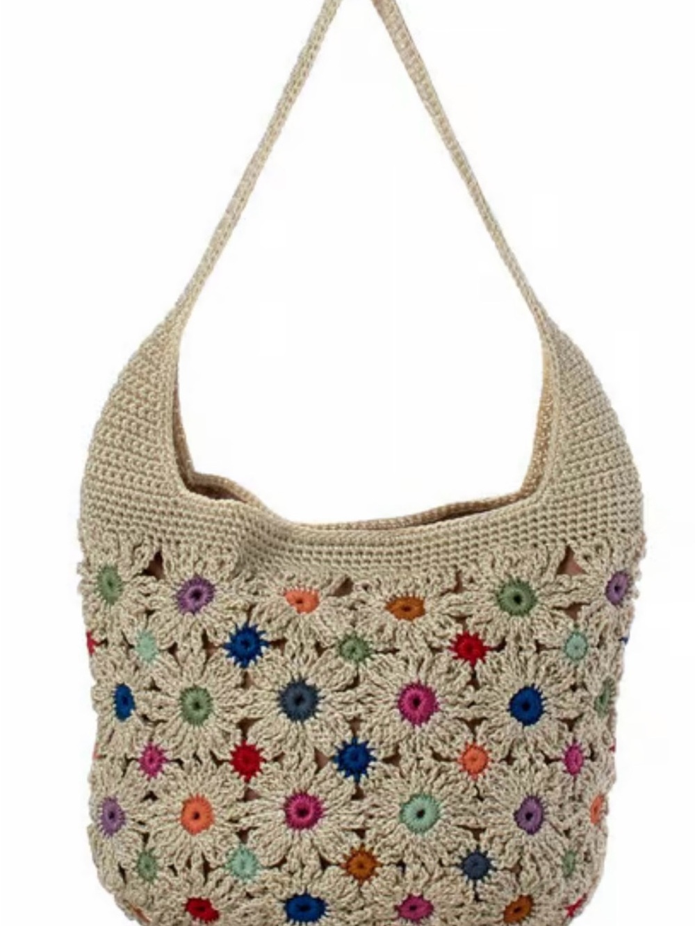 EEUC❤️THE SAK❤️120 Hobo Crochet - Natural Multi Flower Bag - Picture 11 of 11